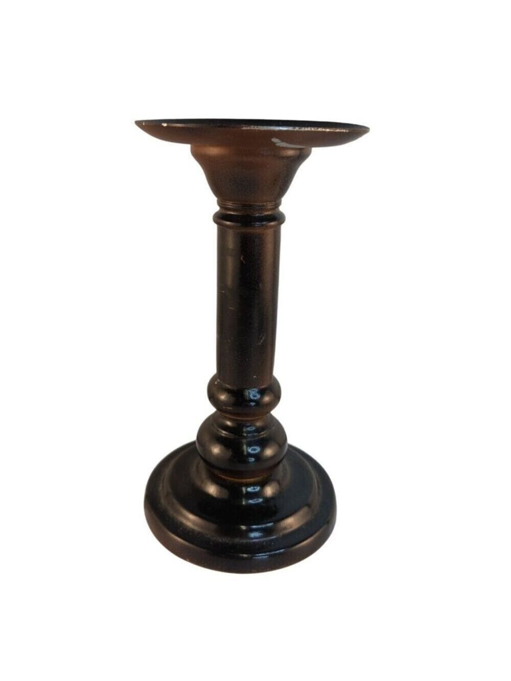 Black Metal Candle Holder 8 Inch Tall Traditional Decorative Pillar Stand